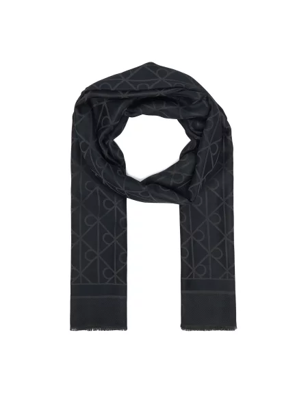 Fular Calvin Klein Emblem Aop Glossy Tonal Scarf negru