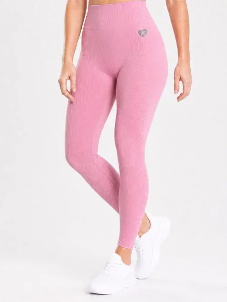 Legginsy bezszwowe prążkowane Sunset różowe