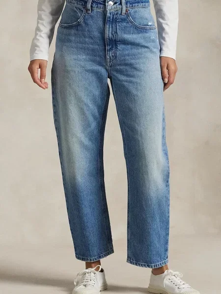 Jeansy Boyfriend z efektem znoszenia Polo Ralph Lauren niebieskie