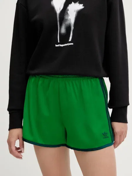Adidas Originals pantaloni scurți cu imprimeu medium waist verde