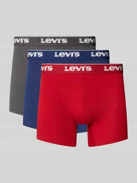 Majtki i obcisłe bokserki z mieszanka bawełny w zestaw 3 szt. Levi's czerwone