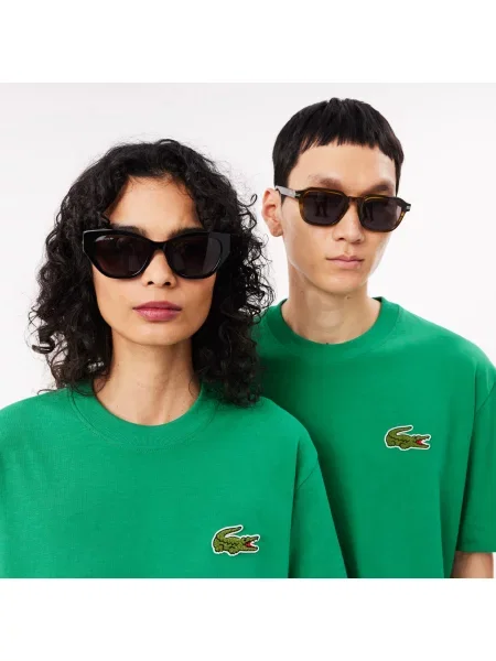 Lacoste Organiczny T-Shirt Unisex Z Okrągłym Dekoltem Loose Fit zielony