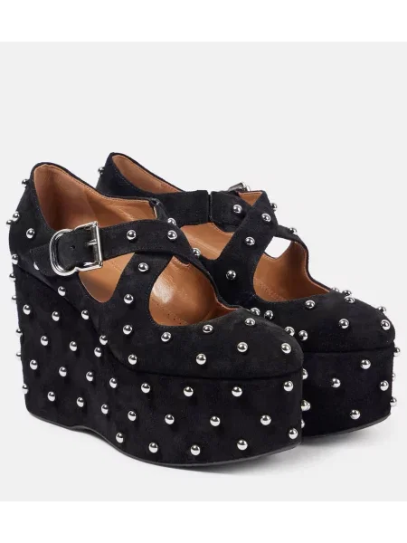 Semišové baleríny Alaïa se cvočky černé