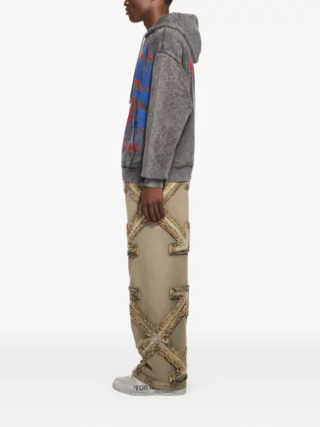 Hanorac cu glugă Off-white cu imagine alb