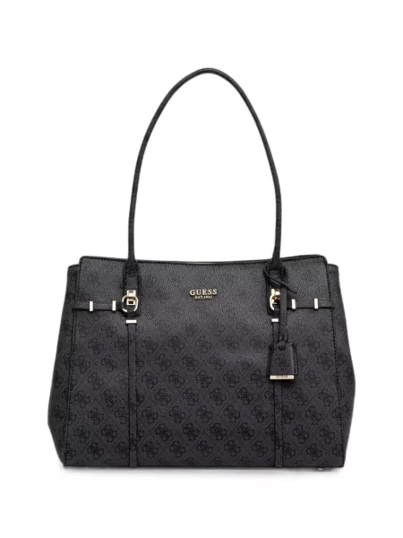 Geantă shopper Guess din piele cu autograf negru