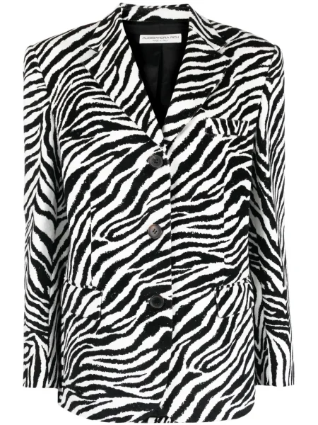 Marynarka Alessandra Rich z nadrukiem w zebrę jednorzędowa biała