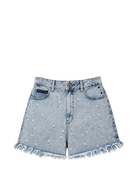 Pantaloni scurți Philipp Plein zdrențuiți albastru