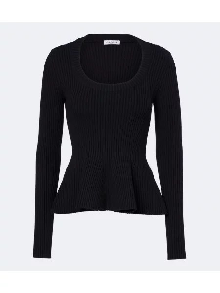 Top Alaïa de lână negru