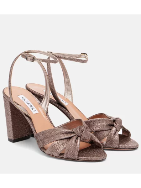 Sandale Aquazzura din țesătură twill maro