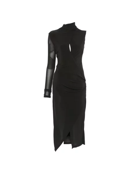 Rochie midi Pinko asimetrică negru
