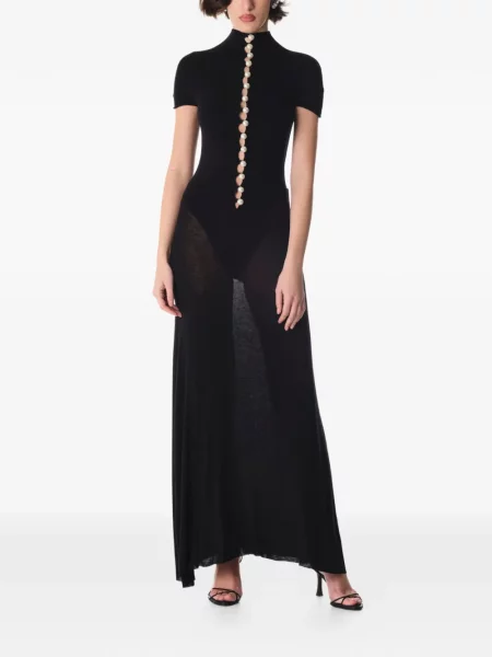 Rochie maxi Manuri cu perle de costum negru