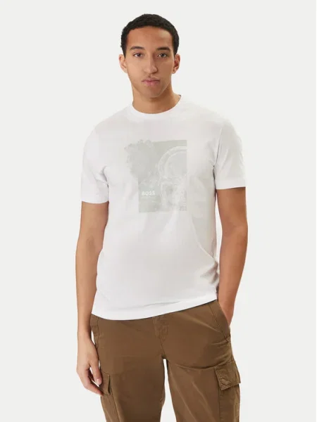 BOSS Tricou Imprint alb