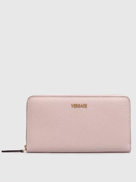 Шкіряний гаманець з логотипом Versace рожевий
