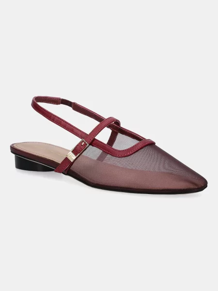 Tommy Hilfiger baleriny MESH ROUND HEEL BALLERINA z odkrytą piętą bordowy