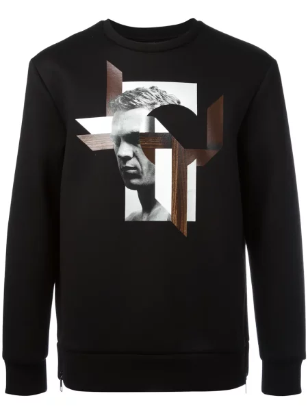 Hanorac Neil Barrett cu imagine negru