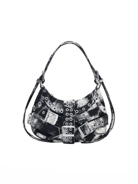 Desigual Torba za čez ramo črn denim bela