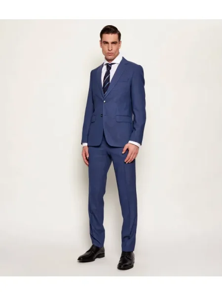 BOSS BLACK Costum | Slim Fit cu adaos de lână negru