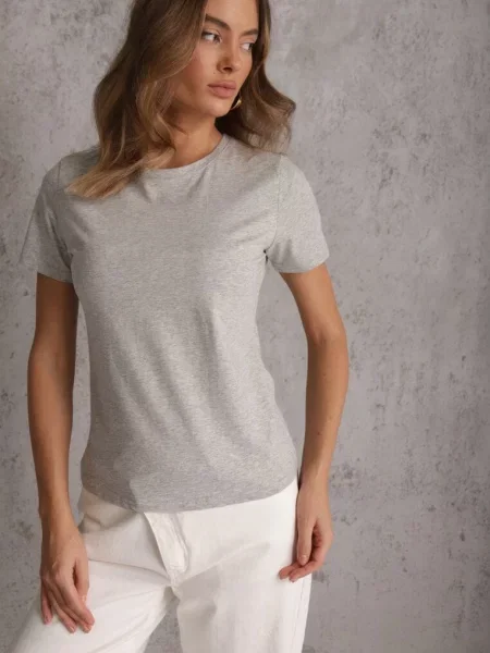 T-shirt z Bawełny z Okrągłym Dekoltem Nedima szary