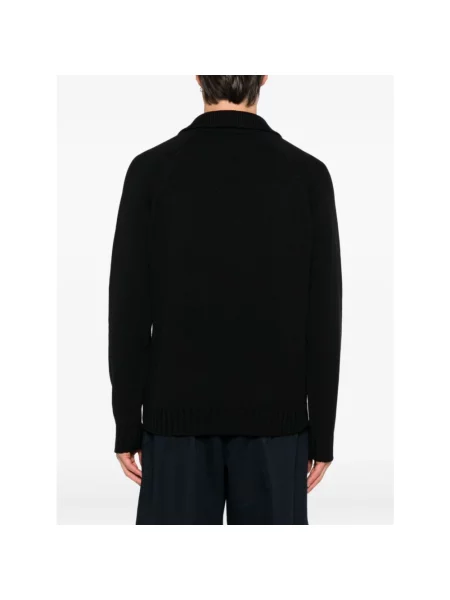 Sweter Zanone z dekoltem w serek czarny