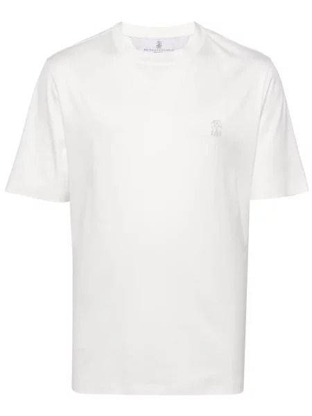 Tričko Brunello Cucinelli s potiskem bílé