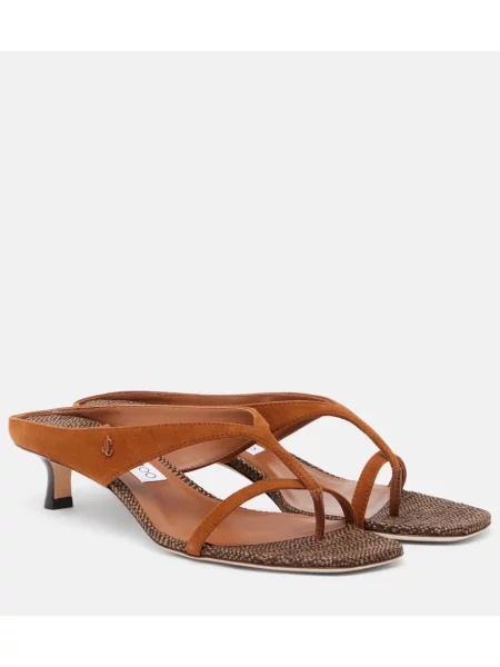 Chiloți tanga Jimmy Choo din piele de căprioară maro