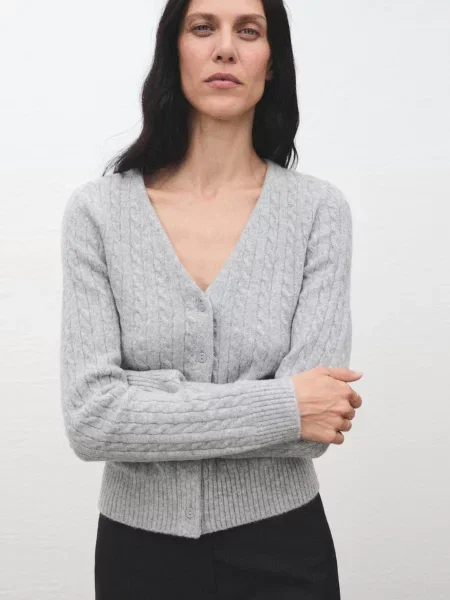 Кардиган MANGO акрил/поліестер сірий