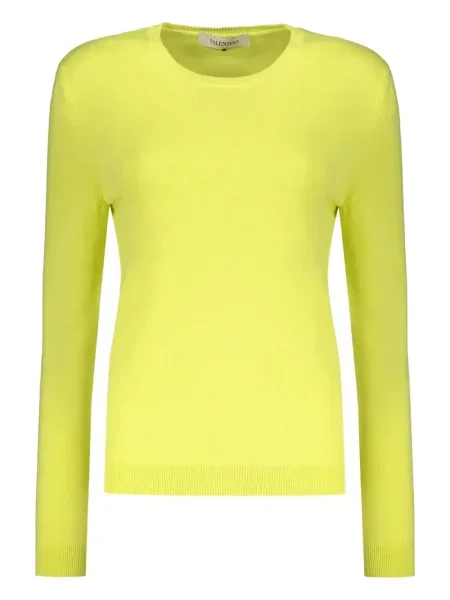 Pulover Valentino Garavani cu decolteu rotund galben