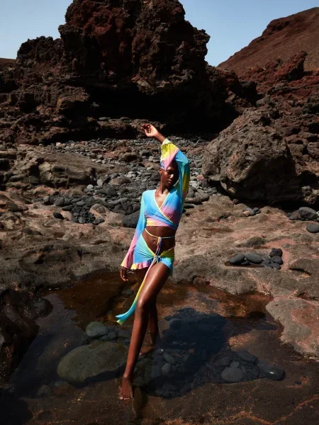 Fustă tricotată Trendyol tricotate cu gradient cu legături negru