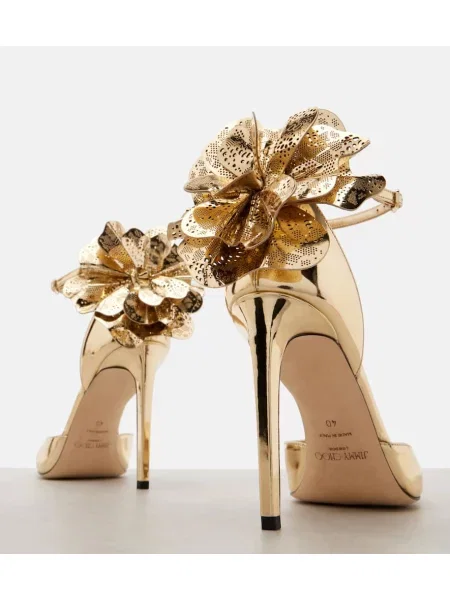 Pantofi cu toc Jimmy Choo din piele auriu