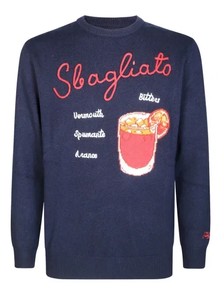Pulover Mc2 Saint Barth cu broderie albastru