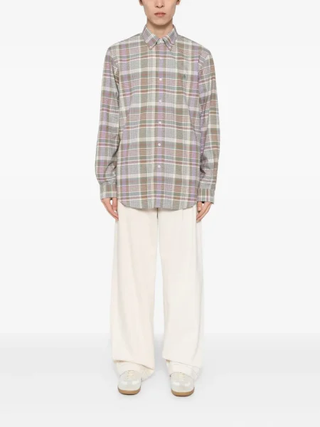 Kostkovaná košile Polo Ralph Lauren s výšivkou s výstřihem do v modrá