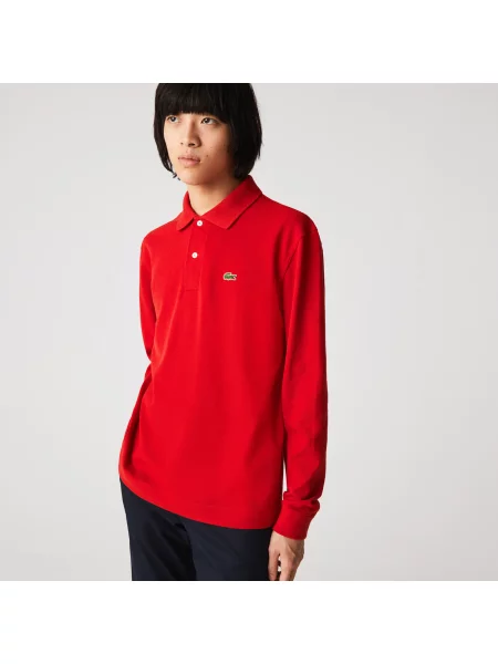 Lacoste Koszulka Polo Classic Fit Z Długim Rękawem czerwona