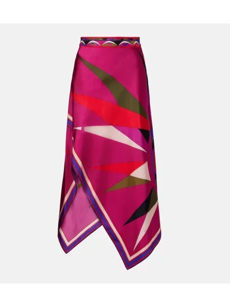 Fustă midi Pucci din satin până la genunchi tip Hawaii