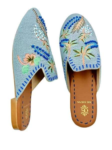 Маратонки De Siena Shoes на цветя мъниста синьо