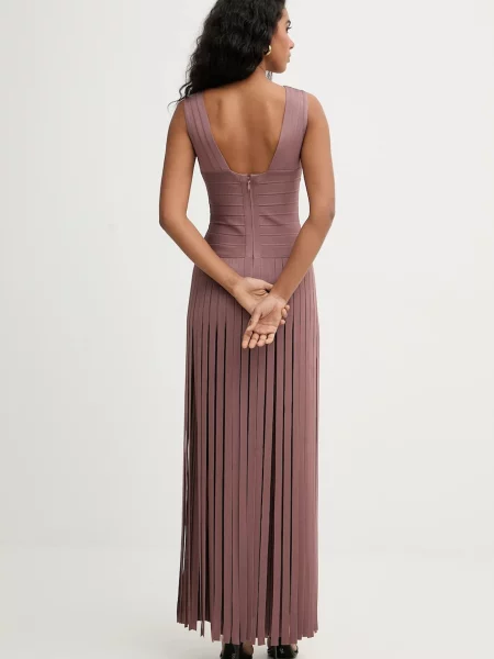 Herve Leger rochie Harlow maxi mulata maro