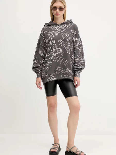 Кофта Desigual LETTERS MICKEY з капюшоном візерунок сірий