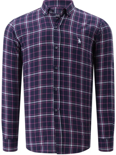 Karirasta srajca Dewberry modra