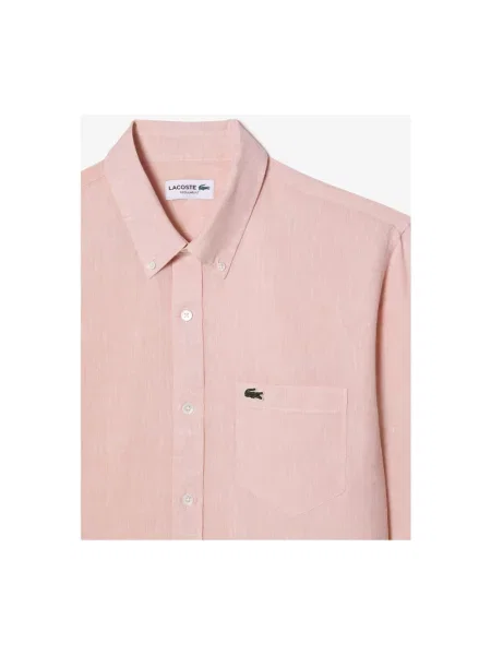Lniana koszula Lacoste casual różowa