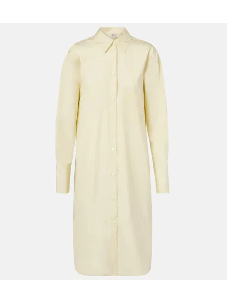 Sukienka koszulowa Toteme popelinowa garniturowa żółta