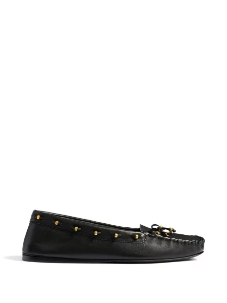 Pantofi loafer Khaite din piele fără toc negru