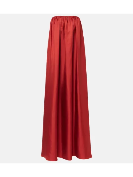 Rochie maxi Max Mara de mătase plisată de costum roșu