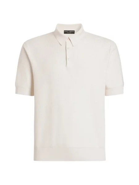 Tricou polo Dolce & Gabbana de mătase alb