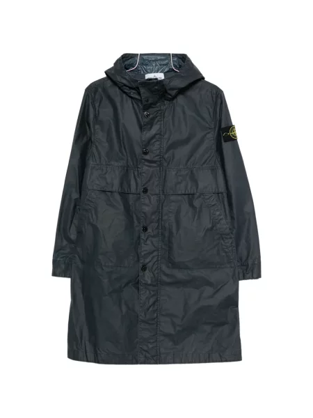 Палто Stone Island с качулка камъни синьо