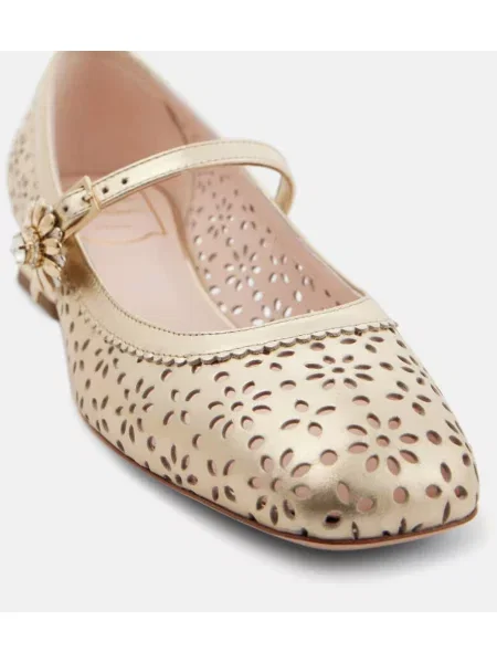 Kožené lodičky Roger Vivier zlatá