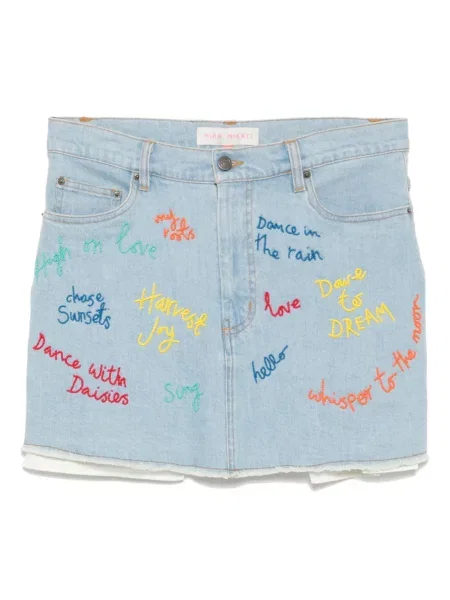 Fustă din denim Mira Mikati cu mărgele albastru