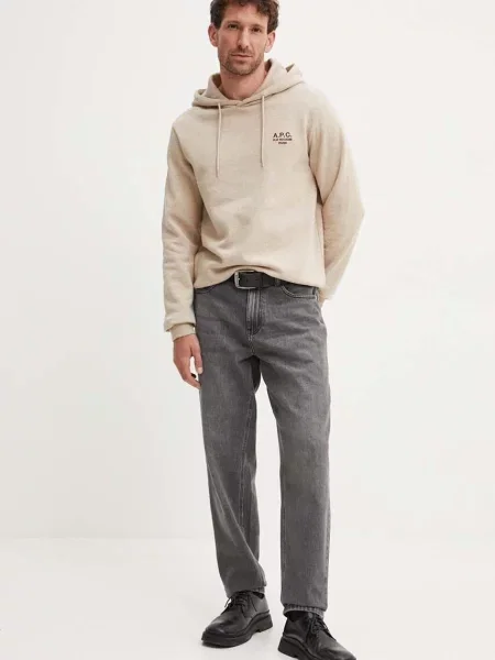 Кофта A.P.C. hoodie standard rue madame GOTS з капюшоном меланж бежевий
