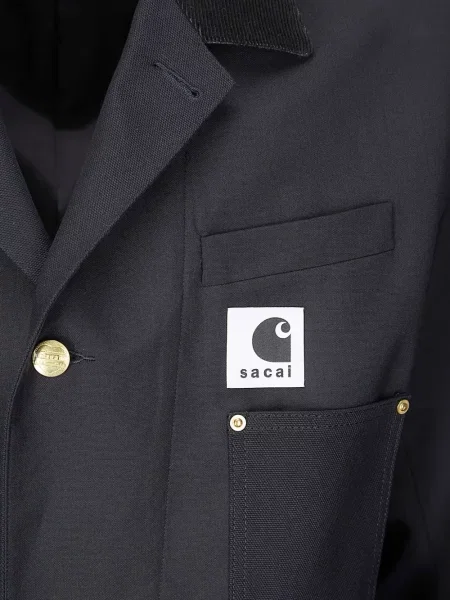 Gulerat geacă Sacai de catifea cord albastru