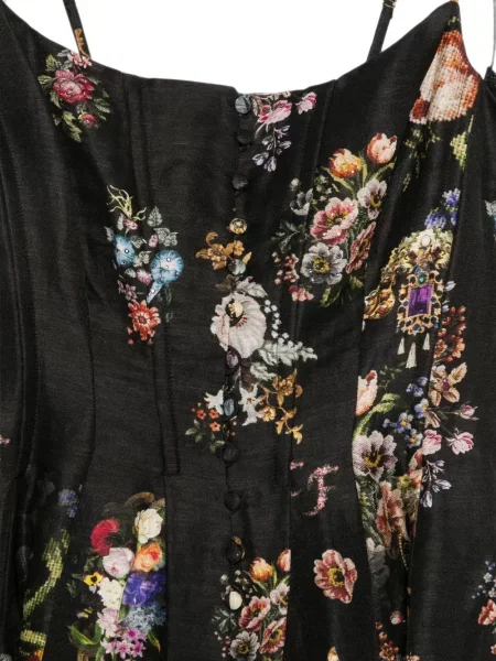 Rochie midi Camilla cu model floral cu imagine negru