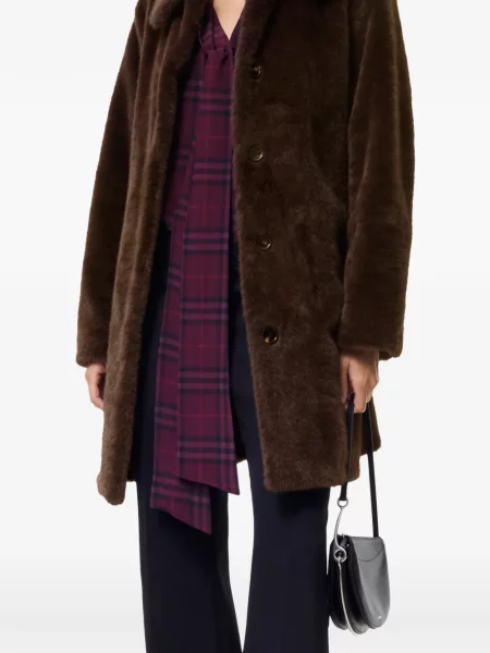 Dirbtinis kailis trumpas lengvas kailiniai Burberry ruda