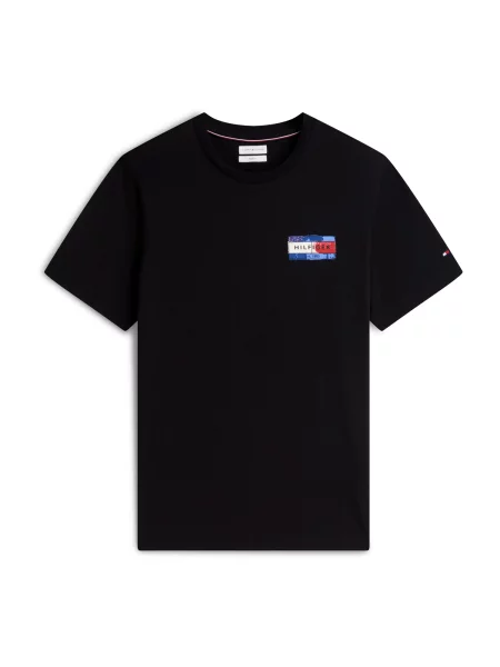 TOMMY HILFIGER Tričko BRAND LOVE modrá / tmavě červená / černá bílá